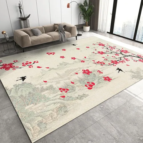 Vista 11 de Alfombra minimalista de lujo con diseño geométrico para sala de estar, alfombra moderna con estampado de mármol rosa dorado, alfombra rectangular