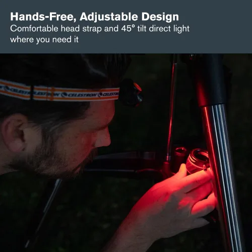 Vista 5 de Celestron – Linterna de visión nocturna para la cabeza – Múltiples modos de luz – Incluye configuración SOS – Ideal para astronomía y campamento