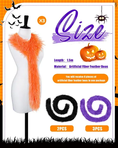 Vista 3 de Jexine Boas de plumas artificiales esponjosas, 8 piezas, decoración para disfraz de boda, suministros de fiesta de té