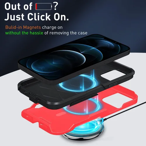 Vista 2 de Xmon Funda magnética para iPhone 12 Pro Max [probada contra caídas de grado militar y con MagSafe] Protector de pantalla de vidrio templado