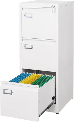 Vista 9 de Yizosh Archivador negro de 3 cajones con cerradura, archivadores para oficina en casa, gabinetes de almacenamiento de archivos de oficina