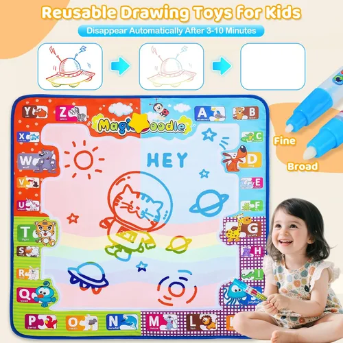 Vista 2 de Kizzyea - Juguetes para niños de 2, 3, 4, 5, 6+ años, niñas y niños, alfombrilla de garabatos de agua para niños, gran alfombrilla mágica