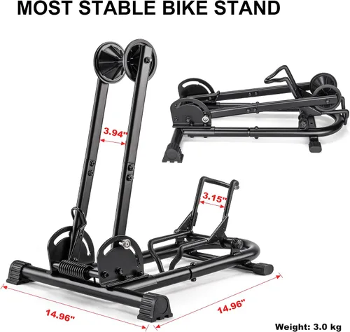Vista 12 de Soporte de piso para bicicleta de interior, soporte para bicicleta para coche/hogar, almacenamiento de bicicletas, soporte de estacionamiento