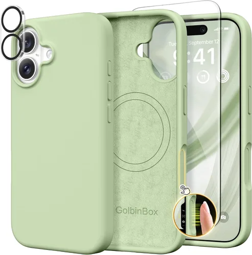 Vista 131 de GolbinBox Funda magnética para iPhone 17, compatible con MagSafe, cubierta de silicona integrada para control de cámara, funda de silicona líquida a