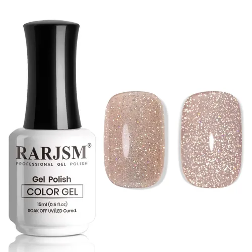 Vista 11 de RARJSM Esmalte de uñas de gel con purpurina verde, esmalte de gel reflectante con destellos de purpurina y diamantes, esmalte de uñas de gel