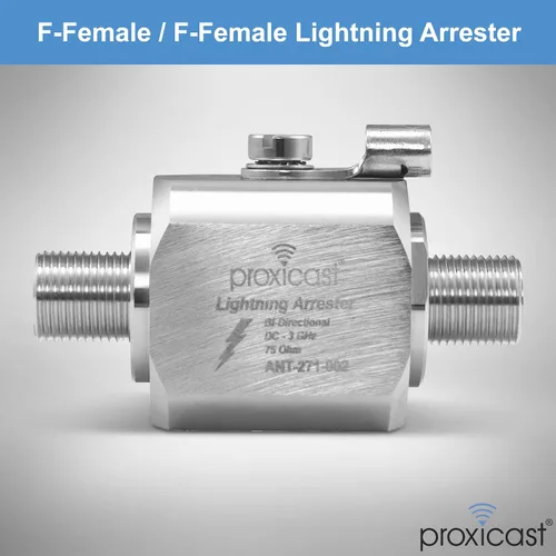 Vista 2 de Proxicast Arrestador/Supresor de Rayos Coaxial con Conectores Hembra F de 75 Ohmios - Protector de Sobretensiones de Cable Coaxial de Grado