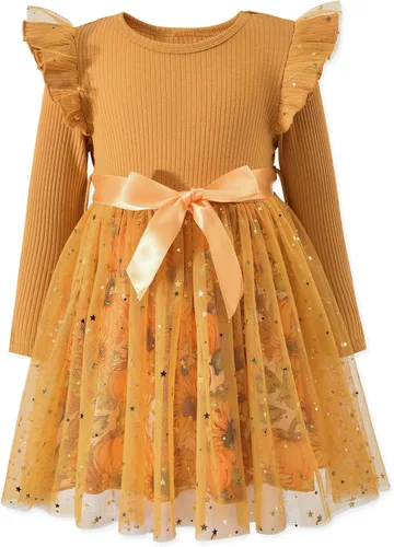 Vista 20 de Vestido de tul de manga larga para niña pequeña de 1 a 5 años Negro