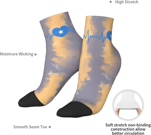 Vista 7 de Somali Heartbeat I Love Somalia Heart Flag Ankle Socks Winter Low Cut Sports Warm Comfort Breathable Casual Socks For Mens And Womens