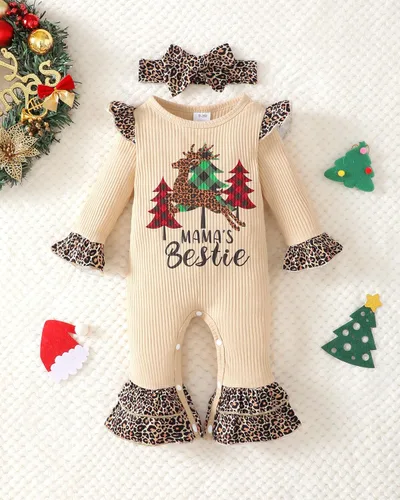 Vista 2 de Renotemy Ropa de bebé recién nacido, ropa de algodón y lino, monos sólidos con volantes, ropa de bebé para niña