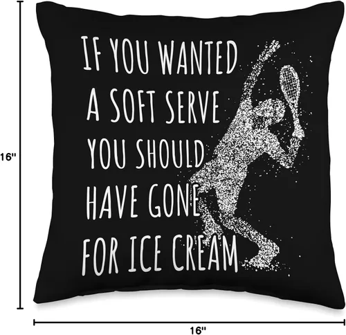 Vista 4 de Funny Tennis Lover Gifts and Tennis Player Designs Funny Lover, If You Wanted A Soft Serve - Almohada de tenis, 16 x 16 pulgadas, multicolor