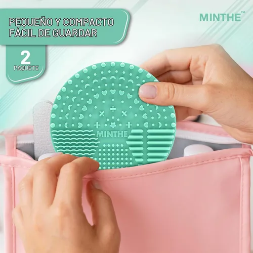 Vista 7 de MINTHE Alfombrilla limpiadora de brochas de maquillaje Paquete de 2 Almohadilla de limpieza de maquillaje de silicona