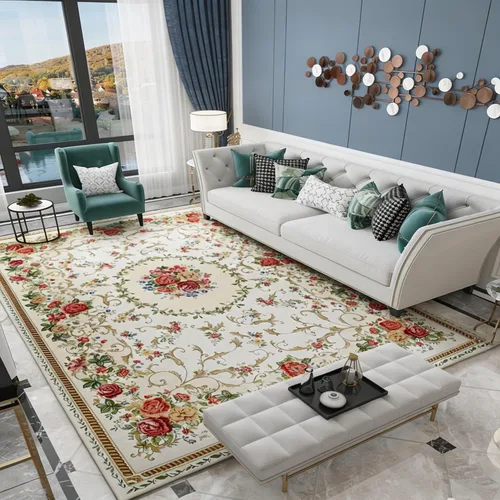Vista 10 de UKELER Tapete antideslizante para puerta, alfombras de acento modernas para entrada, estilo romántico campestre americano, alfombras de algodón
