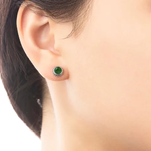 Vista 89 de Aretes de plata de ley con piedra natal de cristal real, joyería para mujer, moda occidental 925, envejecida, bohemia, hecha a mano, el mejor regalo