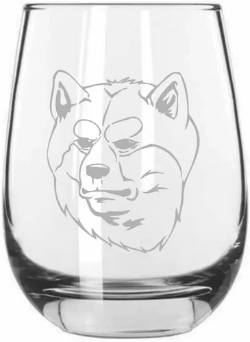 Vista 345 de Shar Pei (chino) - Vaso de vino sin tallo grabado para perro, 15.25 onzas