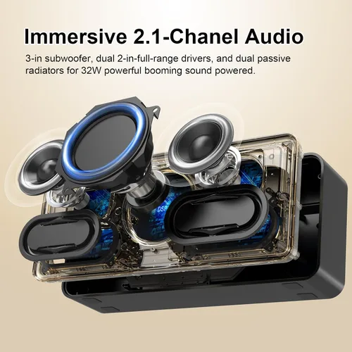 Vista 2 de DOSS SoundBox XL altavoces inalámbricos, sistema de altavoces para hogar inalámbricos, doble conductor con subwoofer de 12W, sonido HD de 20W, bajo