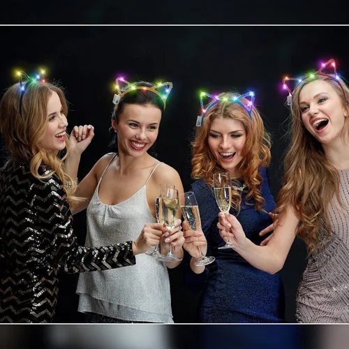 Vista 6 de 40 diademas LED con orejas de gato para mujeres, niñas, adultos, niños, cumpleaños, festival, concierto, fiesta, disfraces, accesorios