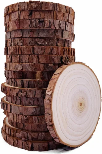 Vista 6 de William Craft Rebanadas de madera natural sin terminar, 20 piezas de posavasos de madera de 2.75 a 3.1 pulgadas, kit de madera para manualidades