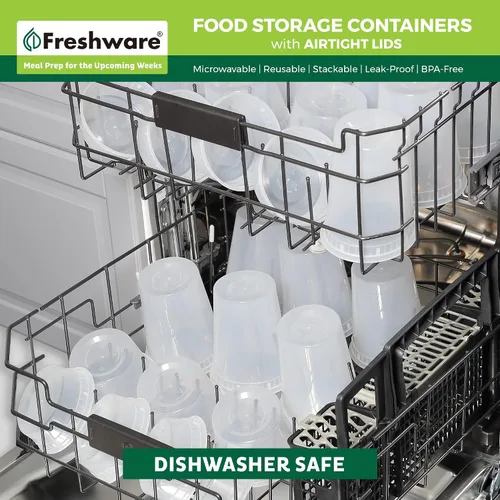 Vista 6 de Freshware Contenedores de almacenamiento de alimentos [240 juegos] recipientes de plástico de 8 onzas con tapas, slime, sopa, recipientes