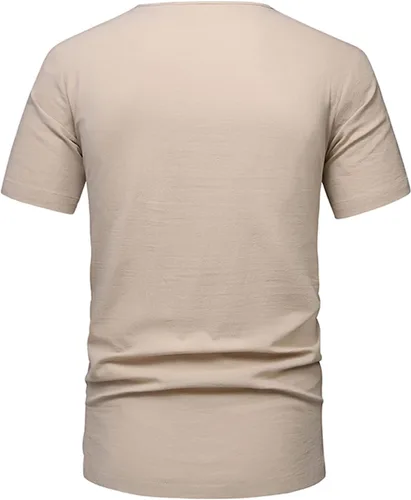 Vista 7 de Button Pocket Shirt Blouses for Men Stand Up Collar Solid T-Shirt Tees Short Sleeve Elegant Pullover Tops Streetwear