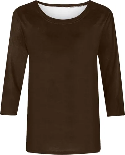 Vista 4 de SMIDOW Camisetas básicas de manga 34 para mujer, estilo casual, para verano, cuello redondo, básicas, holgadas
