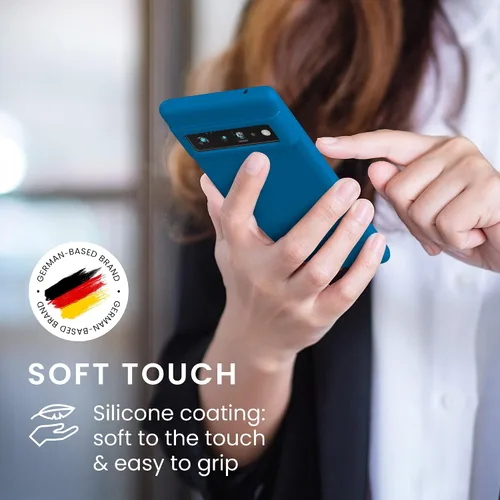 Vista 4 de kwmobile Funda Compatible con Google Pixel 6 Pro - Funda de teléfono de silicona TPU con acabado suave - Azul Arrecife
