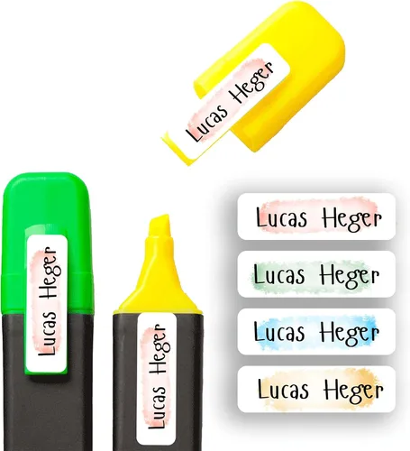 Vista 3 de Etiquetas de nombre personalizadas para niños para guardería (180 unidades), impermeables, aptas para lavavajillas, etiquetas con nombre