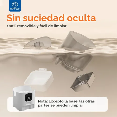Vista 6 de PAPIFEED Comedero automático WiFi 5G: dispensador automático inteligente de comida para gatos con modo de alimentación lenta, desmontable para una