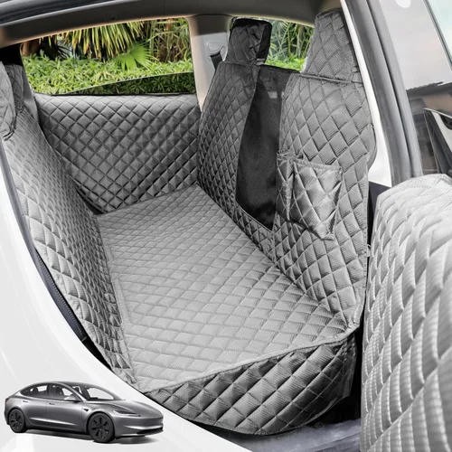Vista 10 de PETICON Fundas de asiento para perro para Tesla Model 3 y Y con 2 protectores de puerta, hamaca para perro 100% impermeable para Tesla con ventana