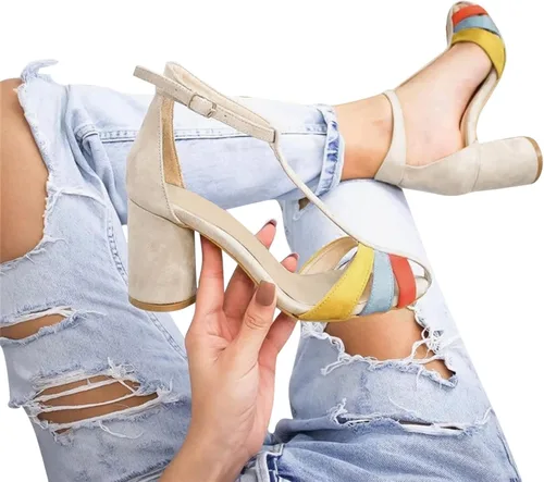 Vista 5 de Tenis de moda para mujer, de gamuza de verano, con bloques de color, tacón alto, estilo casual, para mujer
