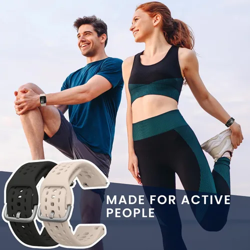 Vista 3 de kwmobile Correa compatible con Amazfit Bip 6 / Bip 5 Unity/Bip 5 / GTS 3 / Balance 2 / Correa de repuesto de silicona para reloj - Negro/Gris oscuro