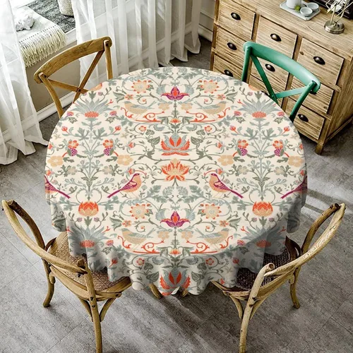 Vista 188 de Mantel Floral Retro de Pájaros, Diseño Original Bohemio William Morris Estampado Cubierta de Mesa para Hogar Picnic Fiesta Comedor Cocina William