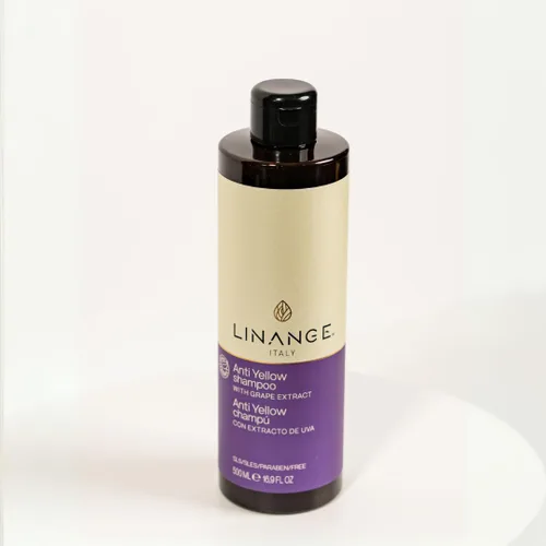 Vista 3 de LINANGE Champú anti amarillo con extracto de uva y pigmento violeta, 16.9 oz.