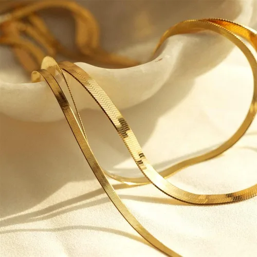 Vista 7 de DEARMAY 14K Gold Necklaces for Women, Dainty Gold Herringbone Choker Necklace for Women Thin Layered Chunky Snake Chain Necklaces Jewelry for Teen