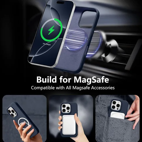 Vista 131 de Funda magnética de silicona para iPhone 13 Pro, color blanco antiguo [Compatible con Magsafe] [Forro de microfibra suave antiarañazos], funda