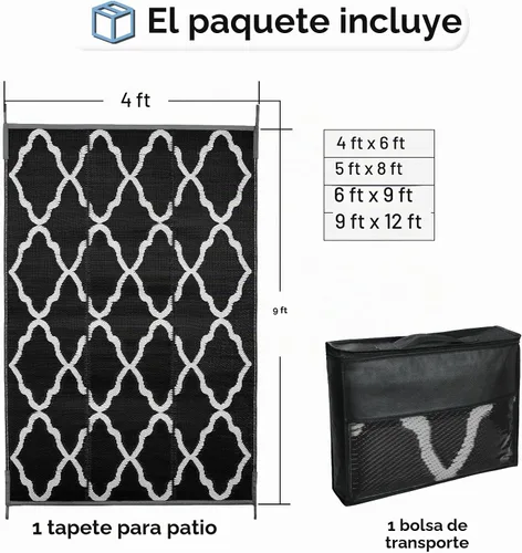 Vista 2 de OutdoorLines - Alfombra de plástico de exterior, 4 x 6 pies, reversible, resistente a manchas y a rayos ultravioleta, para campamento, terraza