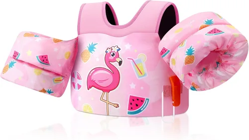 Vista 26 de MoKo Chaleco de natación para niños pequeños de 13-30/20-50/22-66 libras, flotadores de brazo de natación de dibujos animados, alas de agua