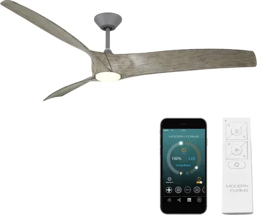 Vista 14 de Zephyr - Ventilador de techo inteligente de 3 aspas para interior y exterior, 52 pulgadas, madera grafito desgastada con kit de luz LED ajustable