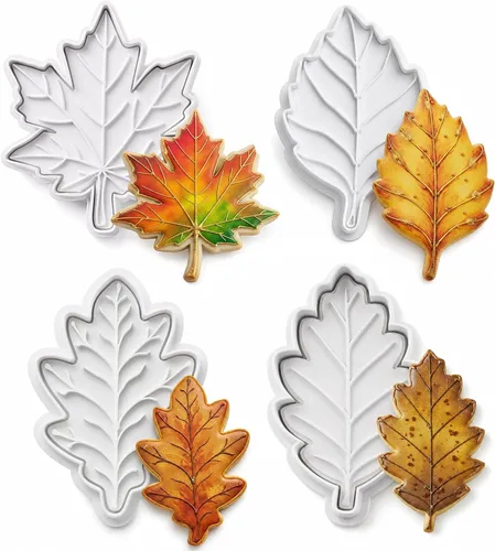 Vista 45 de 8 PCS Thanksgiving Cookie Cutter Set with Embossers Turkey Pumpkin Maple Leaf Corn & More 3" Complete Fall Collection