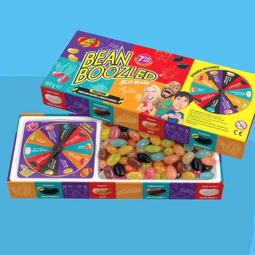 Vista 4 de Juego de mesa Jelly Belly de regalo, peso neto 3.5 onzas, empaquetado por Snack Bites Inc.