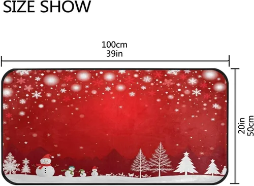 Vista 3 de Alfombras de cocina, diseño de árbol de Navidad, muñeco de nieve, antideslizantes, suaves, alfombra de cocina, tapete de baño, tapete