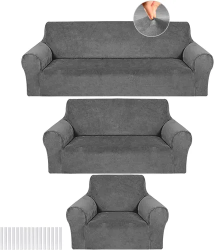 Vista 22 de Peryiter Juego de 3 Fundas para Sofá, Cubiertas de Muebles para Sofá, Loveseat, Sillón, Ajuste de Forma Elástico, Sin Arrugas, Protector de Muebles