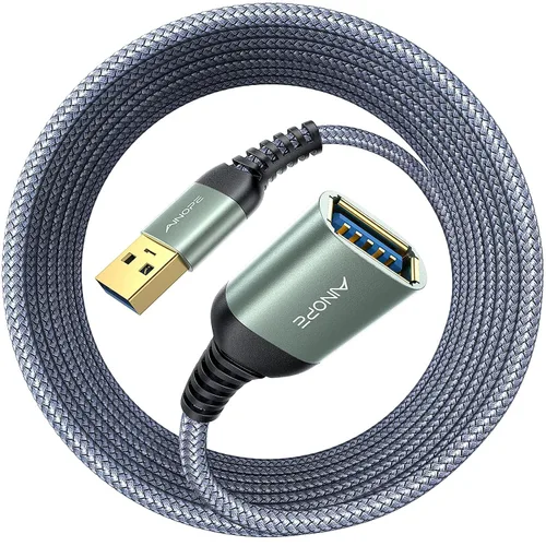Vista 14 de AINOPE - Pack de 2 cables de extensión USB de alta velocidad USB 3.0, tipo A, macho a hembra. Cable de extensión de material trenzado resistente