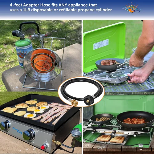 Vista 8 de Flame King Kit de transportador de gas – Funda de transporte protectora aislada para tanque de propano de 5 libras más manguera adaptadora