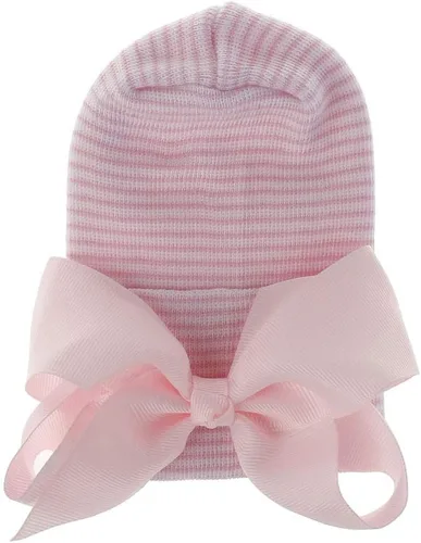 Vista 4 de Gorro de hospital para recién nacidos, gorro con lazo suave y lindo nudo para bebé, 0-3 Months