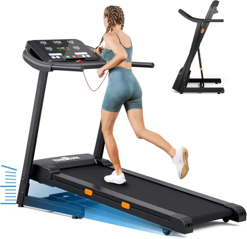 Vista 8 de THERUN Cinta de correr inclinada, 0-12% de inclinación automática para correr y caminar, capacidad de peso de 300 libras, cinturón ancho, 3.0 HP