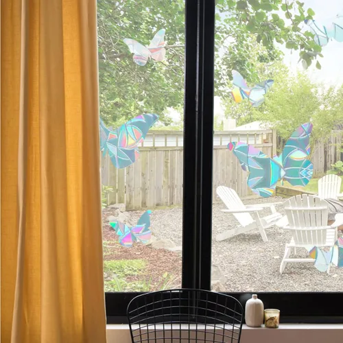 Vista 4 de GORGECRAFT Adhesivos de vidrio con diseño de mariposa para ventana, adhesivos 3D para atrapasoles no adhesivos, película de vinilo anticolisión