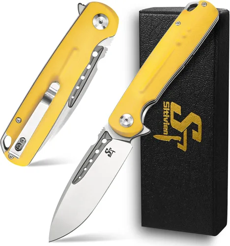 Vista 9 de Sitivien ST131 - Cuchillo plegable, hoja D2 G10, cuchillo de herramientas EDC con bloqueo de forro para acampar al aire libre, senderismo, pesca