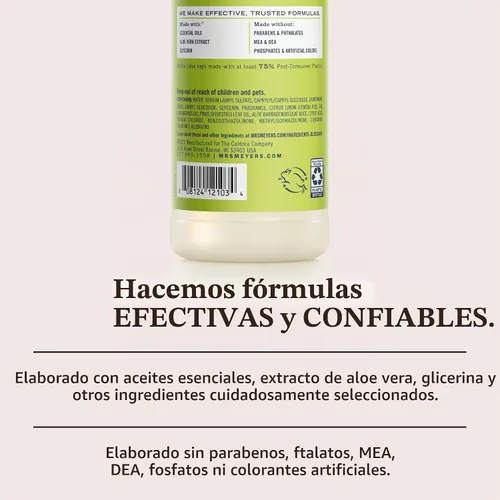 Vista 5 de Mrs. Meyer's - Detergente líquido para platos, aroma a verbena de limón, fórmula biodegradable, paquete de 3 unidades, 16 fl oz
