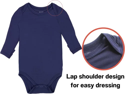 Vista 3 de Body de bebé con puños de manopla, body de bambú, pijama de manga larga para niño y niña