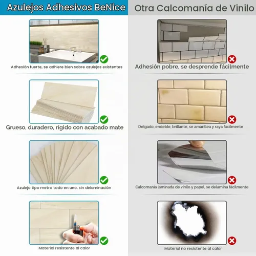 Vista 5 de BeNice Salpicaduras para despegar y pegar para azulejos de cocina, azulejos para despegar y pegar para paredes, calcomanías de azulejos Travertino